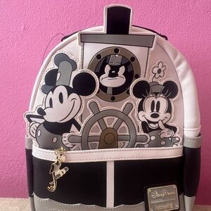 Disney Parks Loungefly Steamboat Willie Mickey & Minnie Mini Backpack NWOT